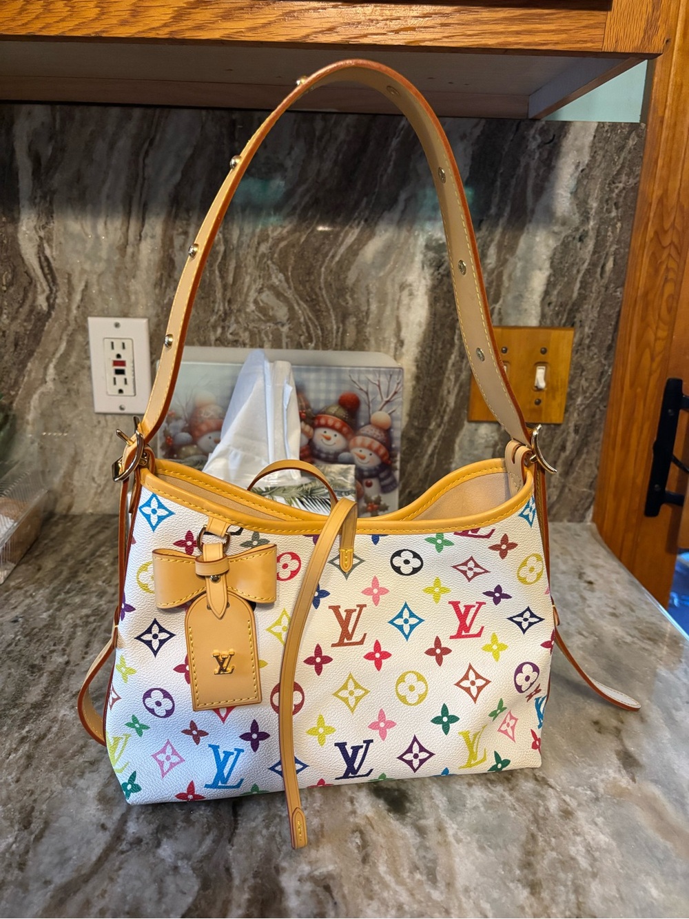 Louis Vuitton Multicolor Monogram Canvas Shoulder Bag - White/Yellow Trim
